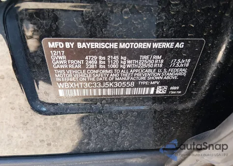 2018 BMW X1 xDrive28I z USA, uszkodzony, nr VIN WBXHT3C33J5K30558